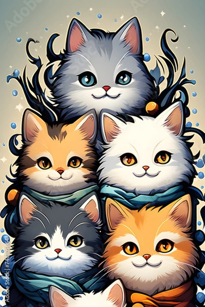 Fototapeta cute cats, Generative AI