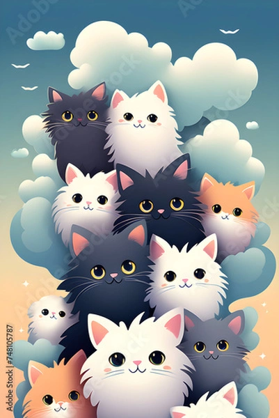 Fototapeta cute cats, Generative AI