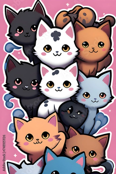 Fototapeta cute cats, Generative AI