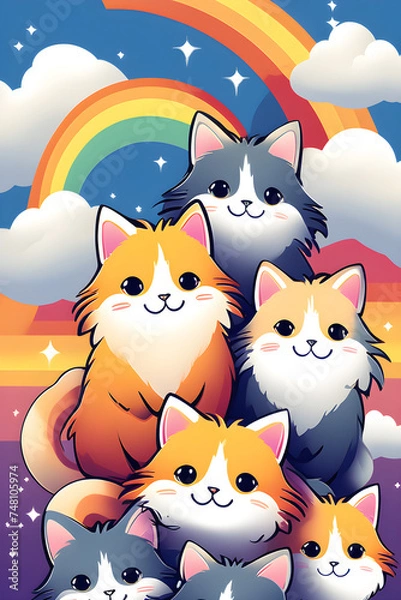 Fototapeta cute cats, Generative AI