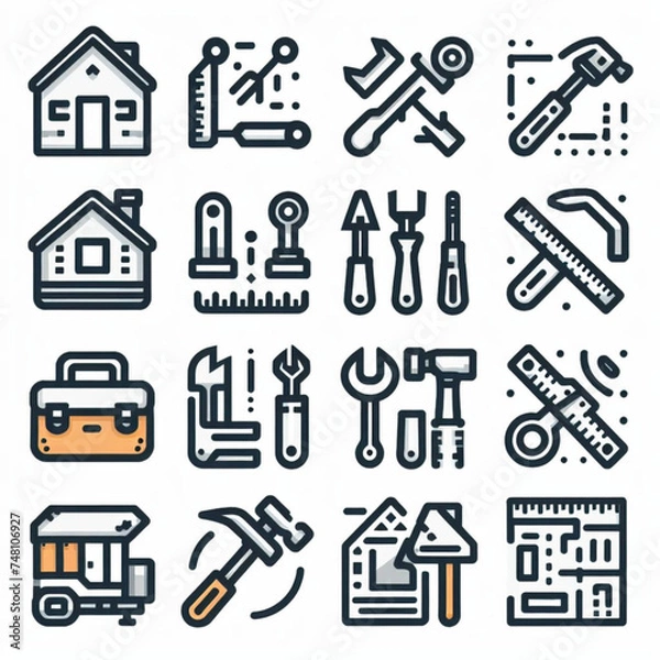 Fototapeta construction home icon design vector illustration-3