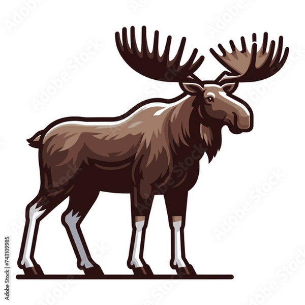 Fototapeta Moose buck elk full body vector illustration, zoology illustration, wild animal moose design template isolated on white background