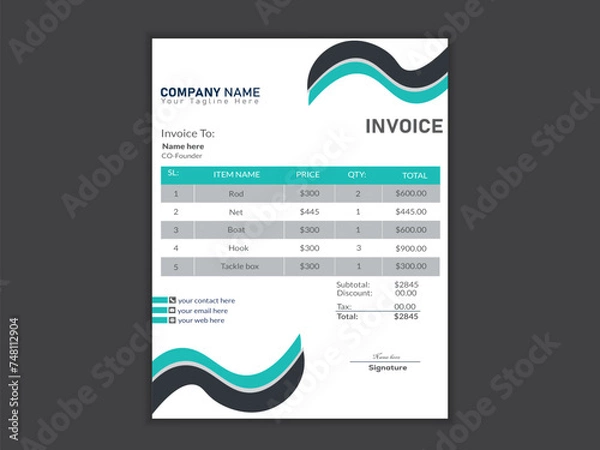 Obraz Minimalist professional vector a4 invoice design template.