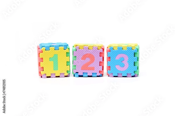 Fototapeta Jigsaw box with 1 2 3 number