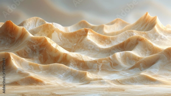 Fototapeta Closeup of smooth slopes and dramatic crevices in a sand dunes texture.