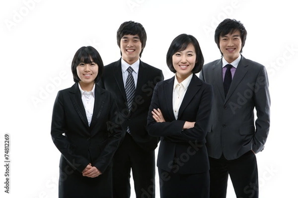 Obraz 무리 지어 일하고 있는 비즈니스맨과 비즈니스 우먼들