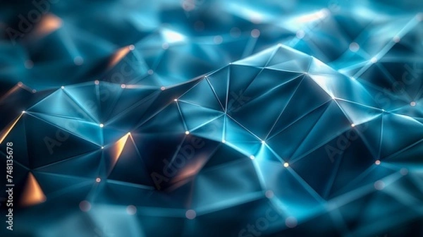 Fototapeta Black dark blue green teal cyan petrol jade abstract background. Geometric shape. 3d effect. Line triangle angle polygon wave. Color gradient. Light glow neon flash metal metallic. Design. Futuristic.