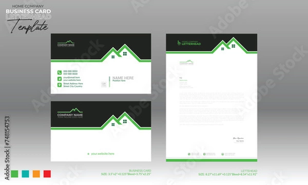 Fototapeta letterhead and business card for home and building company