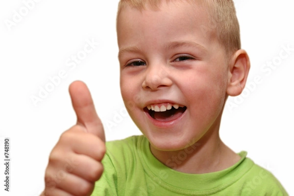 Fototapeta smile boy with finger up