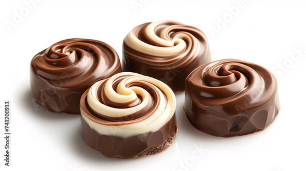 Obraz chocolate candies in swirl shape isolated on white background