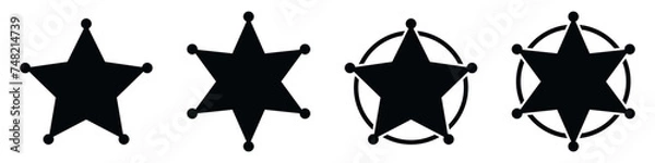 Obraz Sheriff star icon set basic simple design