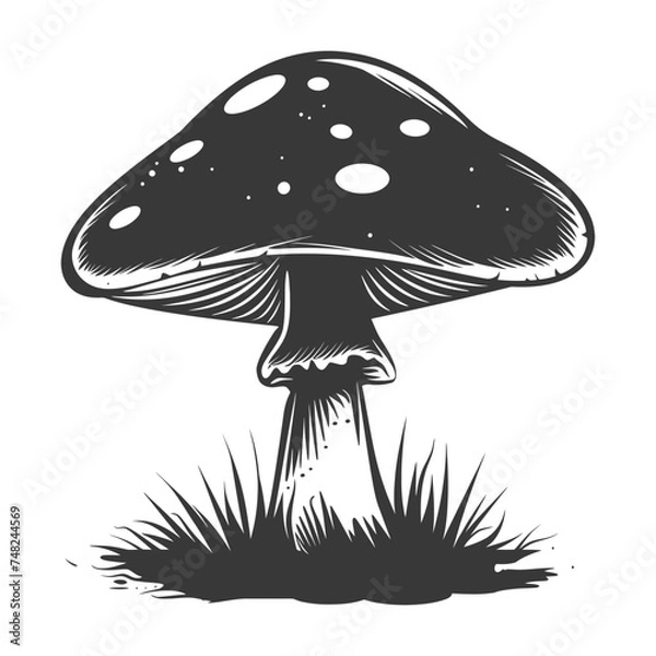 Obraz Silhouette mushroom black color only