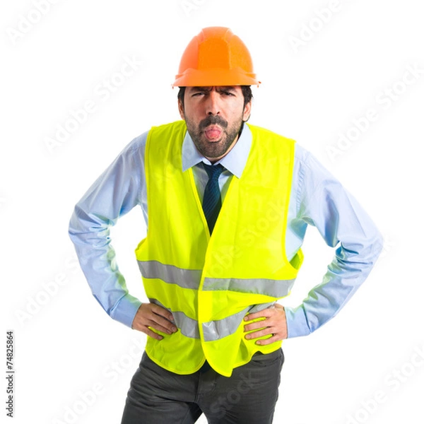 Obraz workman doing a joke