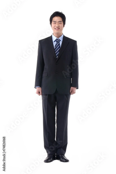 Fototapeta 똑바로 서있는 검은 정장의 비즈니스맨