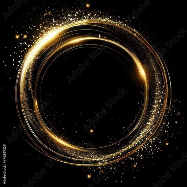 Fototapeta a gold circle with sparkles