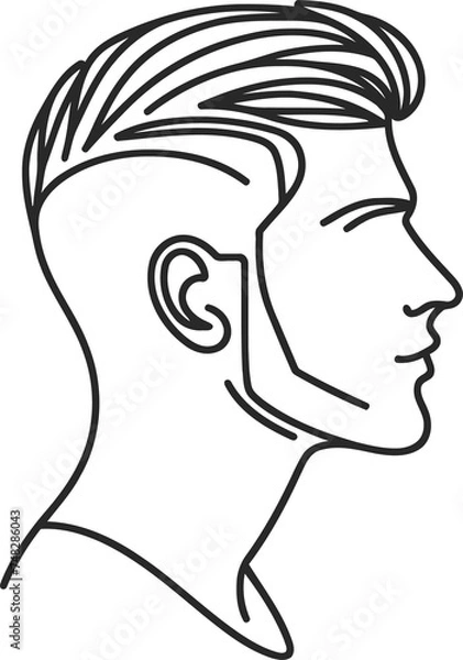 Fototapeta male hairstyle  in continuous line drawing minimalist, simplicity contour,