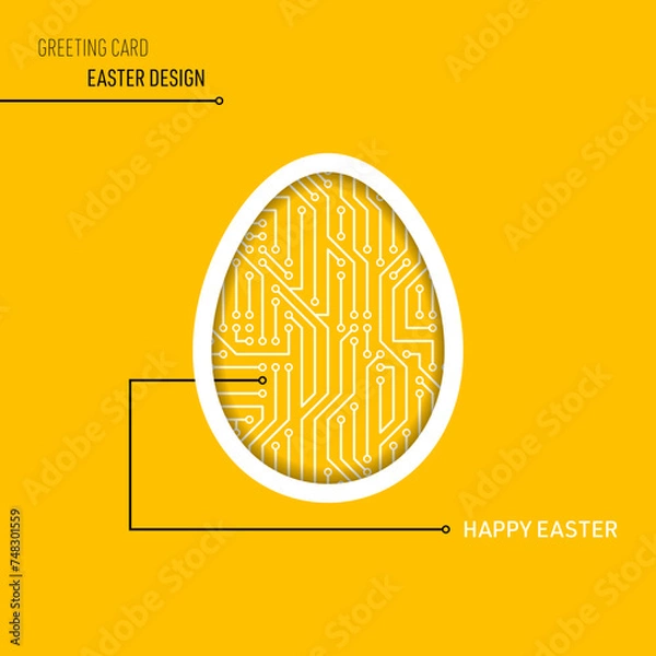 Fototapeta Vector happy easter egg online greeting card