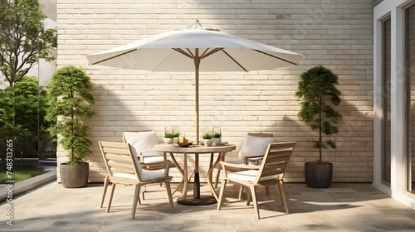 Fototapeta Modern Outdoor Cafe Design with Umbrellas