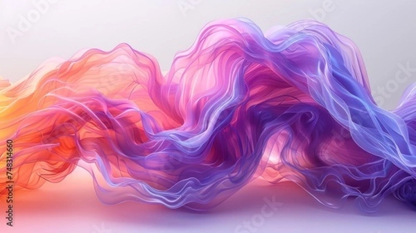 Fototapeta Neon Purple Abstract Shape Flow on White Background Generative AI