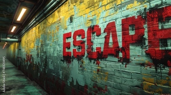 Fototapeta Escape in a Post-Apocalyptic World Generative AI