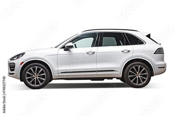 Fototapeta white SUV car is isolated on white background with clipping path.