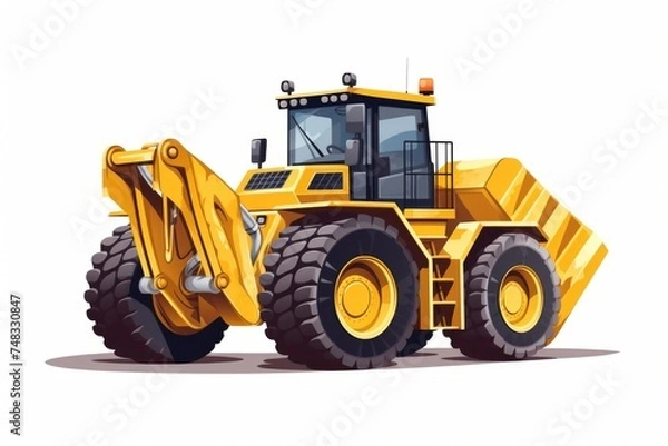 Obraz Front loader transporting crushed stone at construction site.