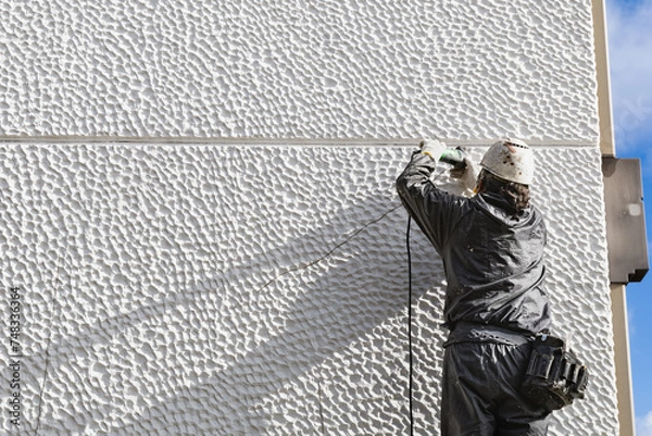 Obraz 住宅外壁補修工事　外壁のVカットクラック補修工事