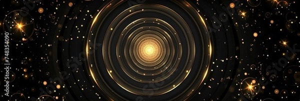 Obraz a black and gold circular pattern with lights