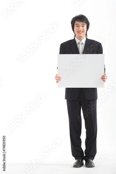 Obraz 보드를 잡고 보여주는 아시안 비즈니스맨