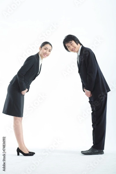 Fototapeta 스튜디오에 있는 아시안 비즈니스 여성과 남성