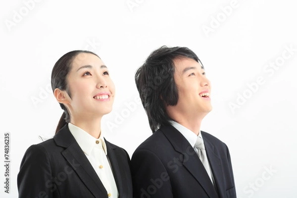 Fototapeta 스튜디오에 있는 아시안 비즈니스 여성과 남성