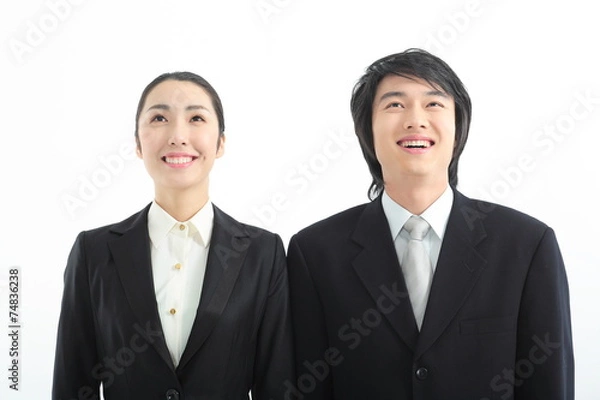 Fototapeta 스튜디오에 있는 아시안 비즈니스 여성과 남성