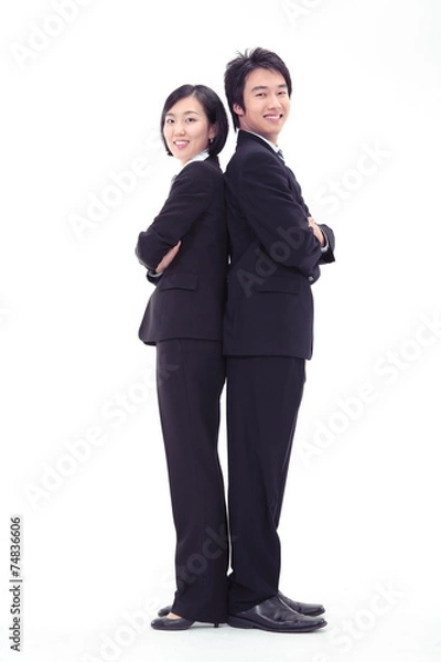 Fototapeta 똑바로 서있는 비즈니스 여성과 남성