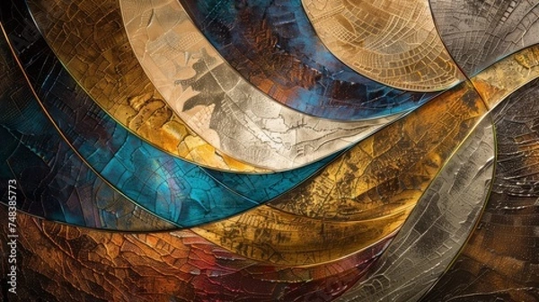 Fototapeta Intricate Spiral Metallic Sculpture with Rustic Finish