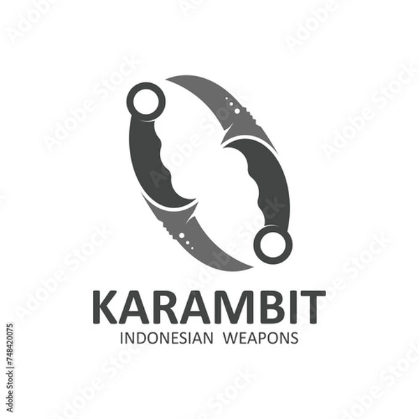 Obraz karambit knife vector logo, Indonesian traditional weapons