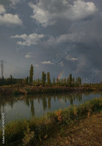 Fototapeta clouds over lake