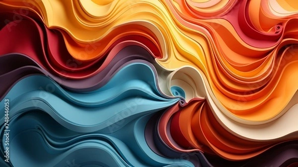 Fototapeta This otherworldly and mesmerizing AI-generated art depicts a colorful, fluid city suspended in the cosmos. The city is smooth and ethereal, and it appears to be floating in mid-air.