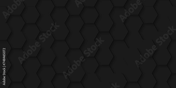 Fototapeta Hexagonal black background. Luxury black Pattern. Vector Illustration. 3D Futuristic abstract honeycomb mosaic black background. geometric mesh cell texture. modern futuristic wallpaper.