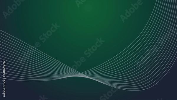 Obraz Dark green abstrct background wallpaper design vector image with curve line for backdrop or presentation