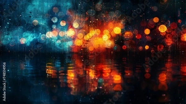 Fototapeta Illuminate the texture of an urban night, where city lights blur into a canvas of colors