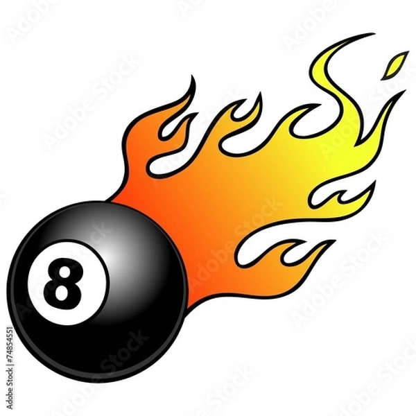Obraz Eight Ball with Flames