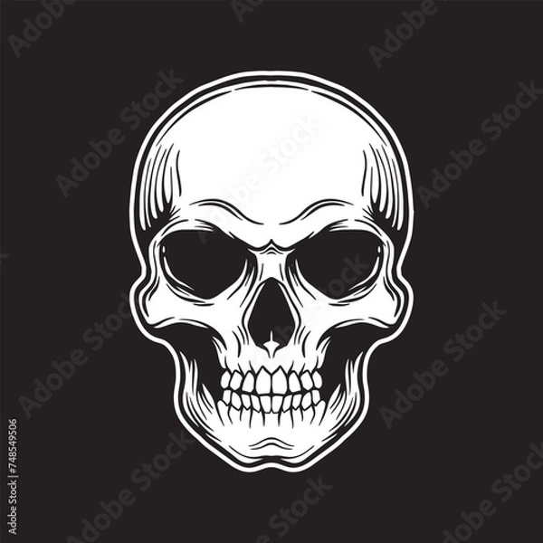 Obraz Skull art black and white hand drawn illustrations vector
