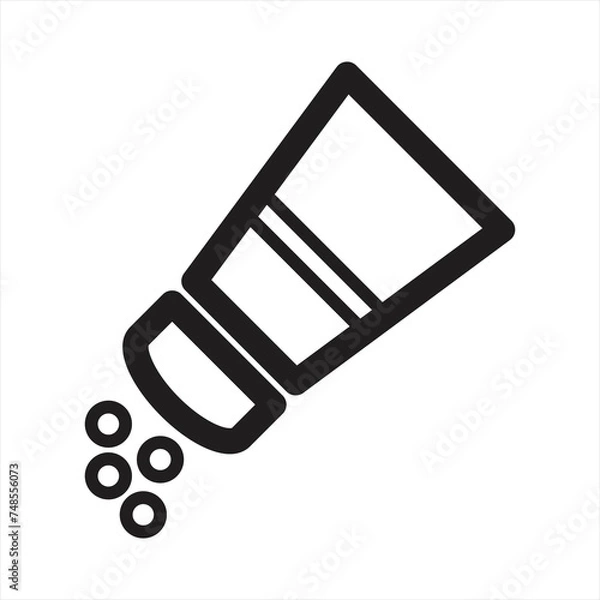 Obraz Salt shaker seasoning line art vector icon for food apps and websites.Isolted Saltshaker Outline Symbol On Clean Background. Vector Salt Element In Trendy Style.