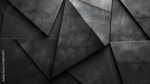 Fototapeta Dark geometric shapes with a rough concrete texture.