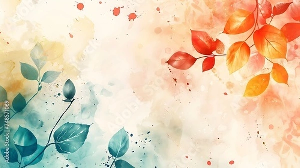 Fototapeta Abstract watercolor background with soft pastel colors. Delicate floral elements add a touch of elegance.
