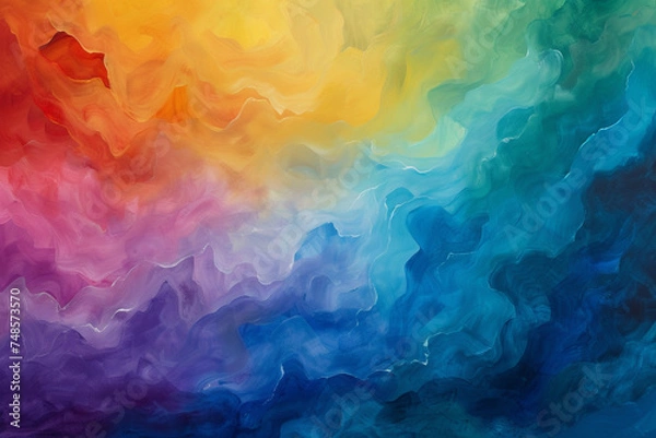 Fototapeta Rainbow is painted in a realistic style,