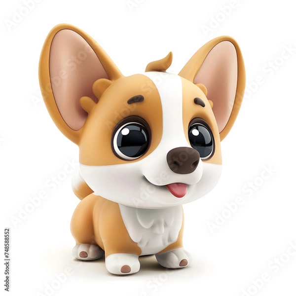 Fototapeta 3D rendering cute corgi dog