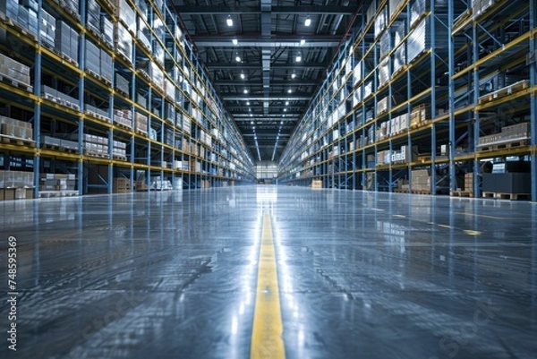 Fototapeta Automotive Parts Warehouses, Stocking a vast array of components, these buildings support the automotive service industry, ensuring parts are readily available for repairs and maintenance.