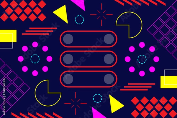 Obraz Neon Abstract Geometric Landscape Background Template