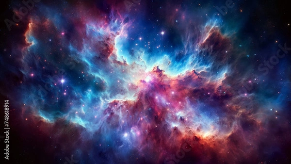 Fototapeta Ethereal Celestial Nebula with Pink and Blue Hues